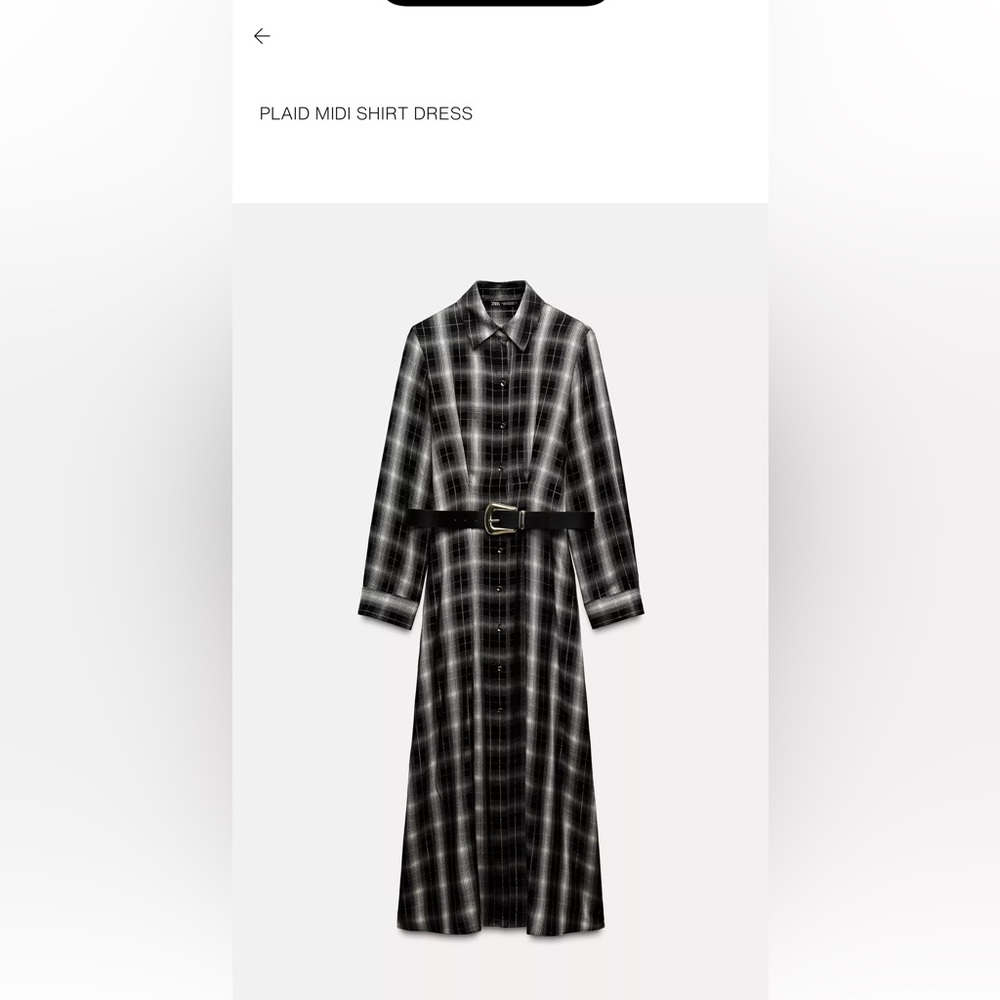 Zara Black and White Checkered Long Sleeve Dress
